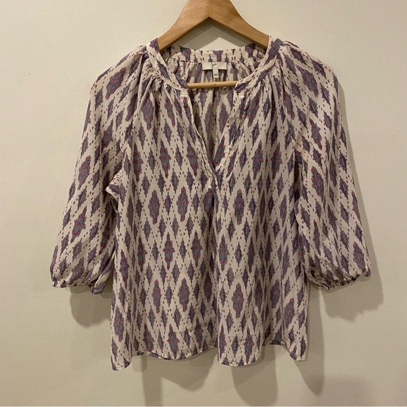 Joie Tops - Joie 100% silk patterned blouse v neck 3/4 sleeve top size XXS flowy shirt